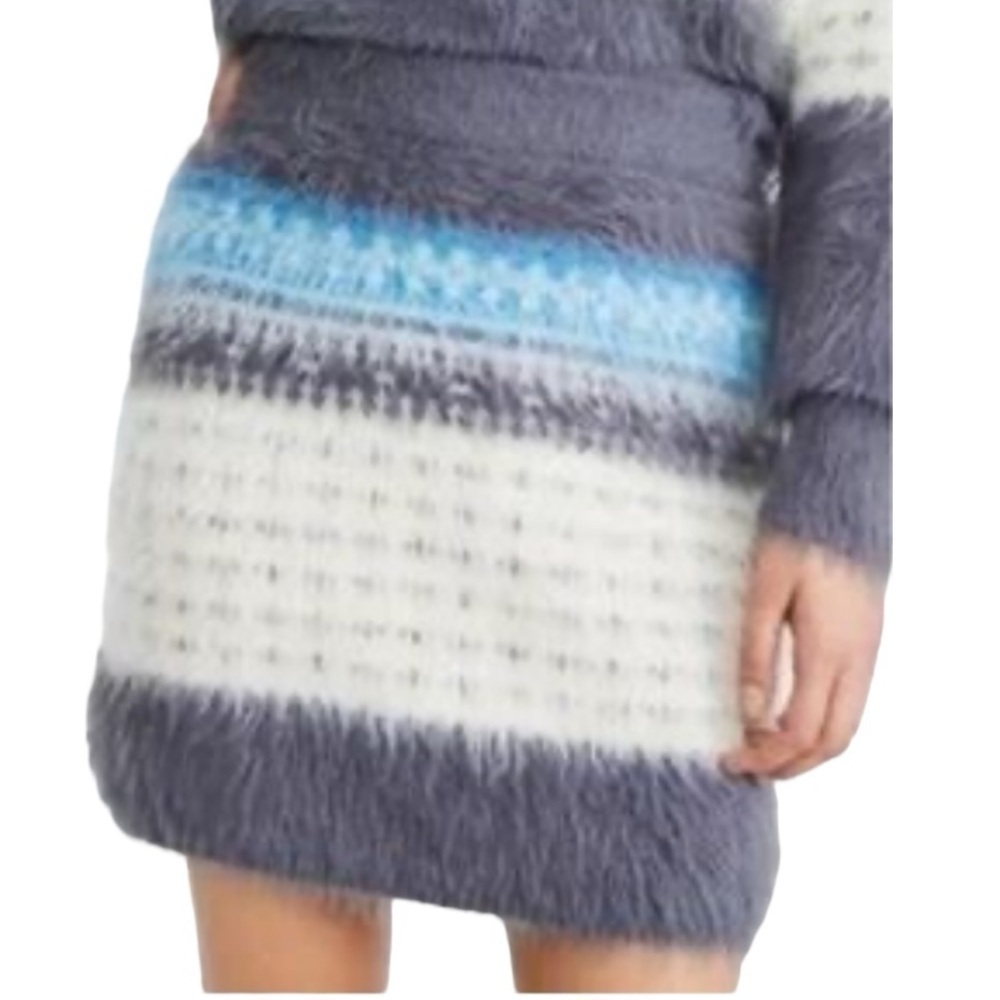 Lou & Grey Sweater Mini Skirt Soft Fuzzy Stretch Pencil Skirt Winter